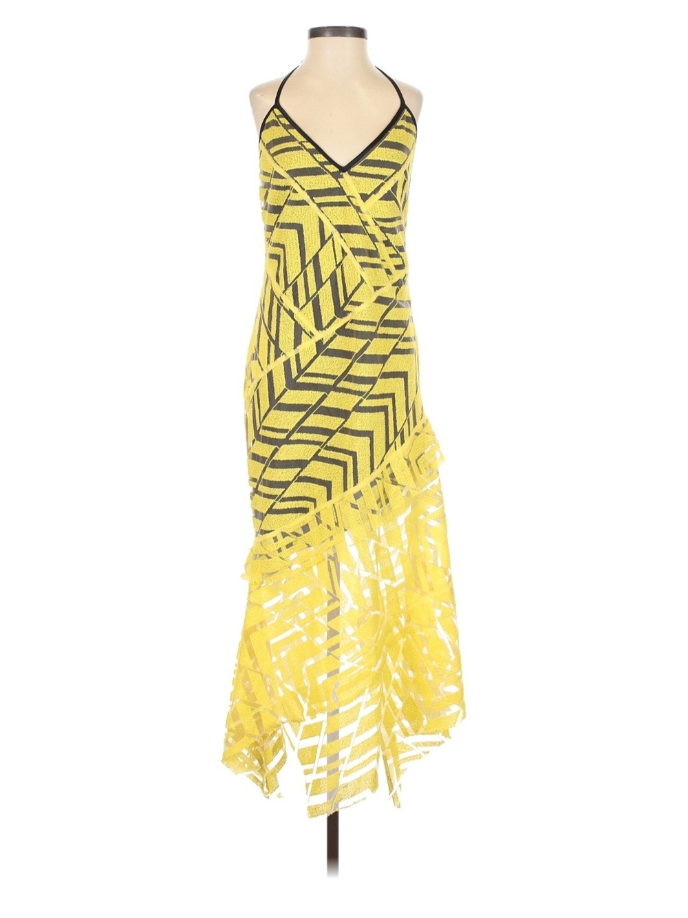 Manning Cartell Yellow and Black Asymmetrical Maxi Dress